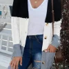 Discount Dear-Lover Colorblock Button Pocket Knit Cardigan Black