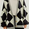 Outlet Dear-Lover Colorblock Drop Shoulder Buttoned Loose Cardigan Black