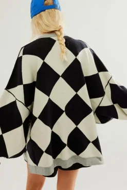 Outlet Dear-Lover Colorblock Drop Shoulder Buttoned Loose Cardigan Black