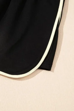 Hot Dear-Lover Colorblock Edge Drop Shoulder T Shirt and Skort 2Pcs Set Black