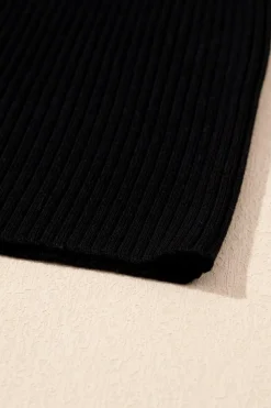 Clearance Dear-Lover Colorblock Edge Ribbed Knit U Neck Tank Top Black
