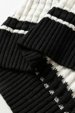 Online Dear-Lover Colorblock Textured Knit Buttoned Cardigan Black