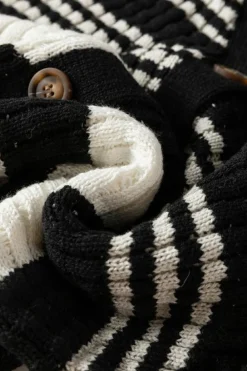 Online Dear-Lover Colorblock Textured Knit Buttoned Cardigan Black