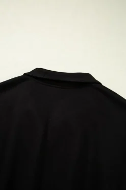 Online Dear-Lover Contrast Collar Patchwork Zip Front Romper Black
