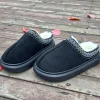 Outlet Dear-Lover Contrast Edge Suede Plush Lined Thick Sole Winter Slippers Black
