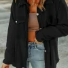 Best Dear-Lover Contrast Flap Pockets Relaxed Shacket Black