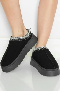 Fashion Dear-Lover Contrast Print Suede Plush Lined Snow Boots Black