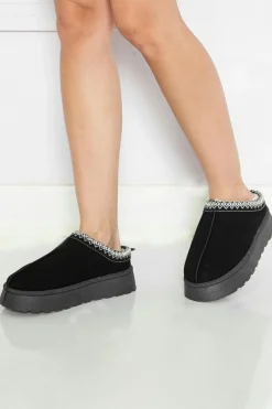 Fashion Dear-Lover Contrast Print Suede Plush Lined Snow Boots Black