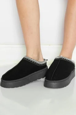 Fashion Dear-Lover Contrast Print Suede Plush Lined Snow Boots Black