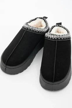 Fashion Dear-Lover Contrast Print Suede Plush Lined Snow Boots Black