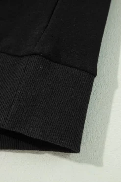 Hot Dear-Lover Contrast Rainbow Trim Drop Shoulder Pullover Sweatshirt Black