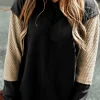 Hot Dear-Lover Contrast Sleeves Patchwork Colorblock Hoodie Black