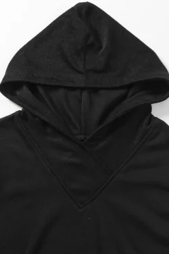 Hot Dear-Lover Contrast Sleeves Patchwork Colorblock Hoodie Black