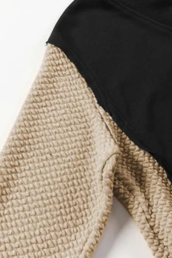 Hot Dear-Lover Contrast Sleeves Patchwork Colorblock Hoodie Black