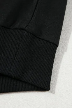 Hot Dear-Lover Contrast Stitches Detail Puffy Half Sleeve Blouse Black