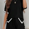 Sale Dear-Lover Contrast Trim Tee and Shorts Set Black