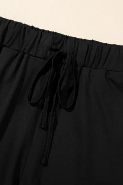 Sale Dear-Lover Contrast Trim Tee and Shorts Set Black