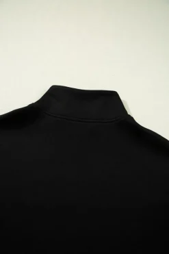 Clearance Dear-Lover Contrast Zipped Stand Collared T Shirt and Short Set Black