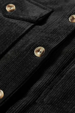 Online Dear-Lover Corduroy Flap Pocket Button Up Shacket Black