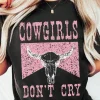 Sale Dear-Lover COWGIRL DONT CRY Steer Head Print Short Sleeve Top Black