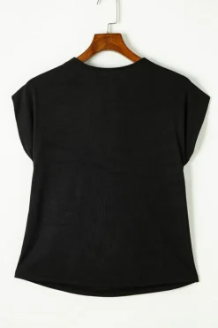 Fashion Dear-Lover Cowl Neck Bat Sleeve T Shirt Black