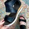 New Dear-Lover Crisscross Detail Hollowed Leather Gladiator Sandals Black