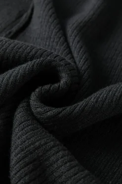Hot Dear-Lover Crochet Lace Sleeve Ribbed Knit Cardigan Black