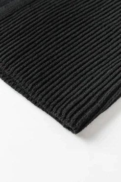 Hot Dear-Lover Crochet Lace Sleeve Ribbed Knit Cardigan Black