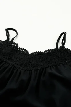 Best Dear-Lover Crochet Neckline Off-shoulder Short Sleeve Top Black