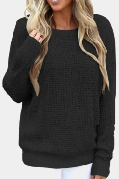 Fashion Dear-Lover Cross Back Hollow-out Sweater Black