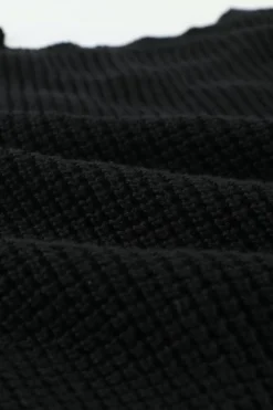 Fashion Dear-Lover Cross Back Hollow-out Sweater Black