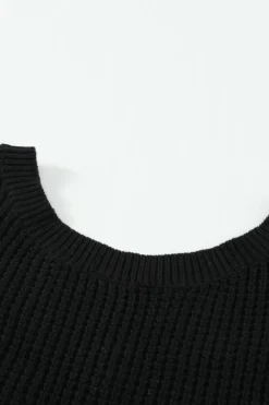 Fashion Dear-Lover Cross Back Hollow-out Sweater Black