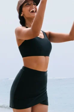 Fashion Dear-Lover Crossover Bikini Tank and Skort Swimwear Black