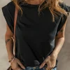 Discount Dear-Lover Cuffed Armhole Loose Tank Top Black