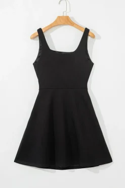 Sale Dear-Lover Cut Out Front High Waist Tank Mini Dress Black