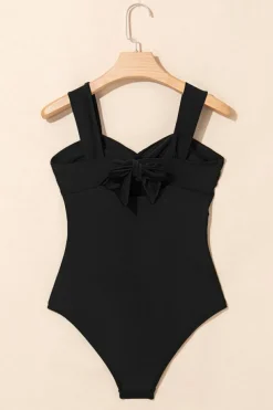 Discount Dear-Lover Cut out Twist Bowknot Backless One Piece Swimsuit Black