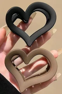 Outlet Dear-Lover Cutout Heart Shape Frosted Small Hair Clip Black