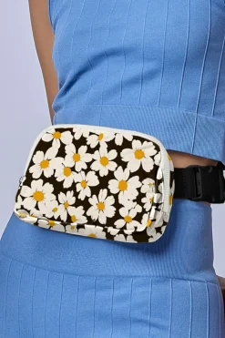 New Dear-Lover Daisy Printed Buckle Strap Crossbody Bag Black