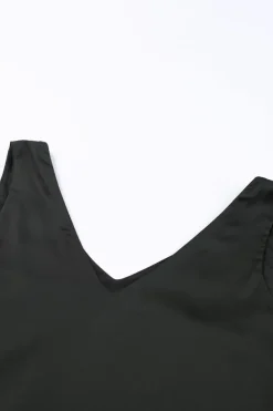 Clearance Dear-Lover Deep V Neck Loose Tank Top Black