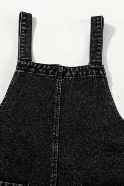 Best Dear-Lover Distressed Bib Pocket Wide Leg Denim Overall Black