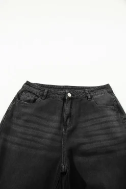 Hot Dear-Lover Distressed Hollow-out High Waist Cropped Flare Jeans Black