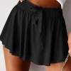 Fashion Dear-Lover Drawstring High Waist Lined Tennis Skorts Black