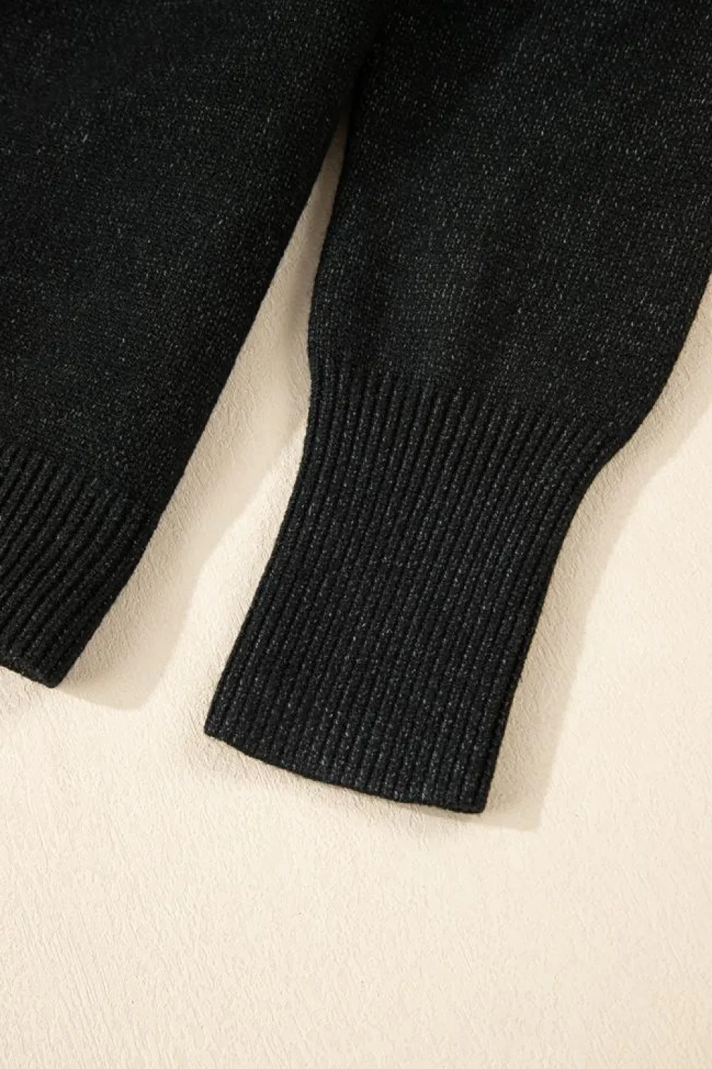 Hot Dear-Lover Drawstring Hooded Button Up Drop Shoulder Sweater Cardigan Black
