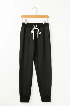 Discount Dear-Lover Drawstring Hoodie and High Waist Pants Lounge Set Black