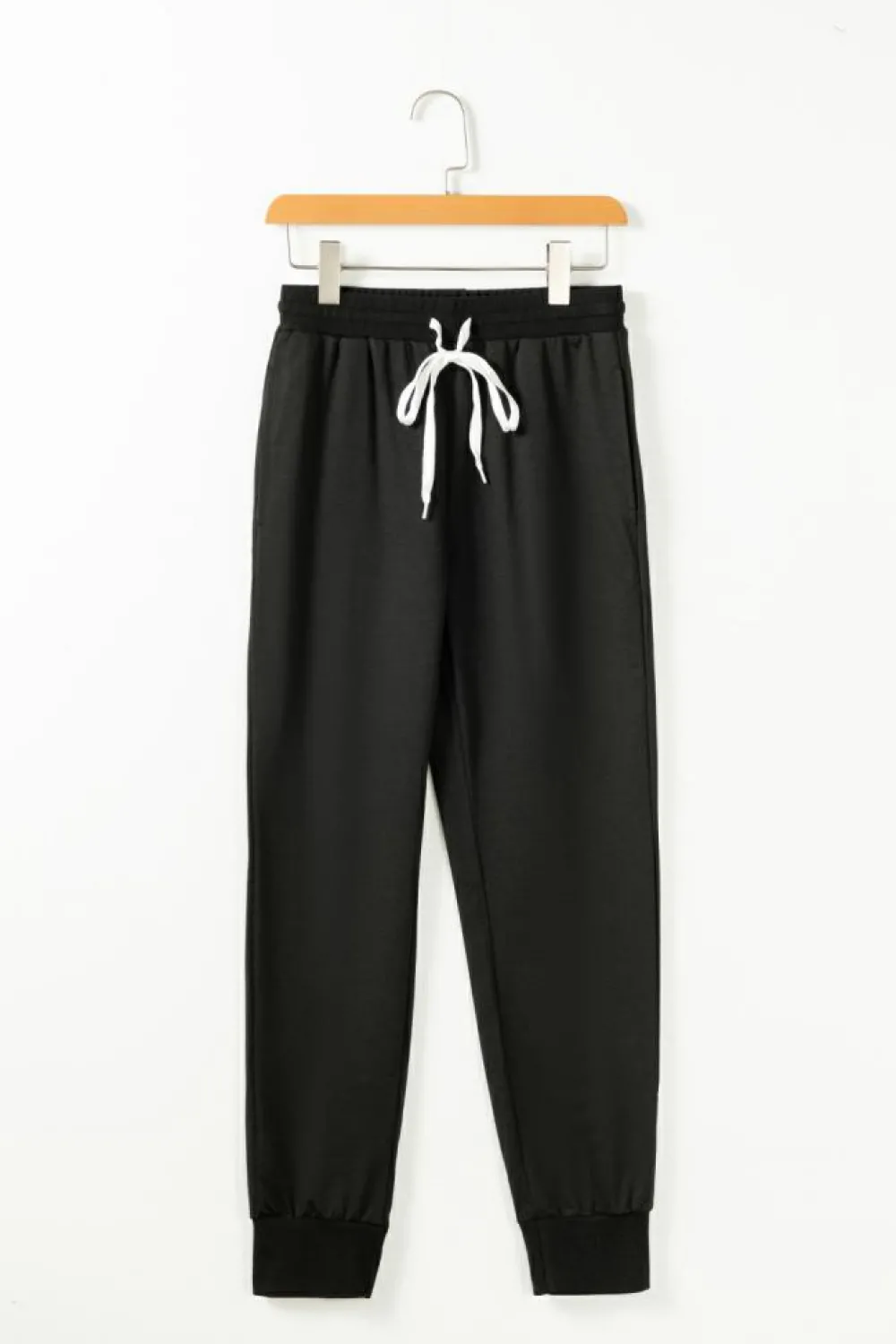 Discount Dear-Lover Drawstring Hoodie and High Waist Pants Lounge Set Black