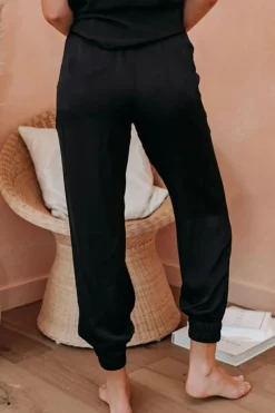 Sale Dear-Lover Drawstring Pocketed Cropped Jogger Pants Black