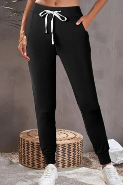 New Dear-Lover Drawstring Waist Pocketed Joggers Black