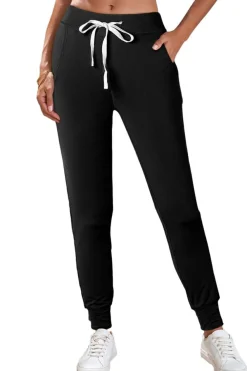 New Dear-Lover Drawstring Waist Pocketed Joggers Black