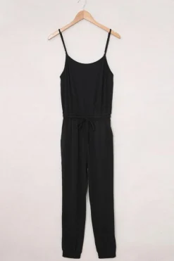 New Dear-Lover Drawstring Waist Spaghetti Straps Jumpsuit Black