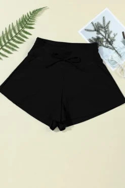 Clearance Dear-Lover Drawstring Wide Leg Swim Shorts Black